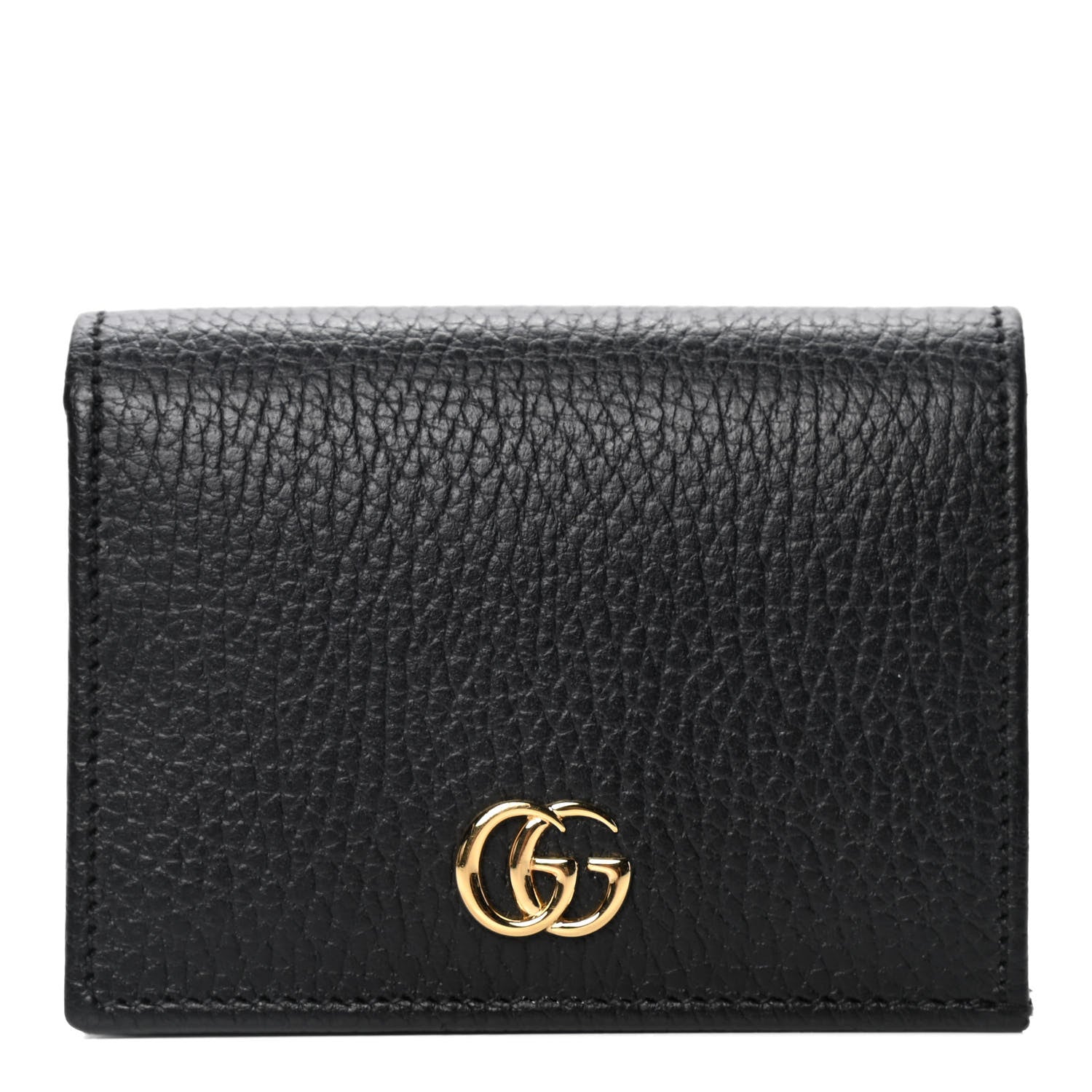 Gucci Pebbled Calfskin GG Marmont Card Case Black 1 of 4