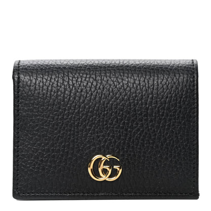 Gucci Pebbled Calfskin GG Marmont Card Case Black 1 of 4