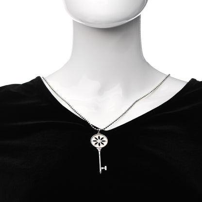 Tiffany Sterling Silver Diamond Large Daisy Key Pendant Link Necklace 2 of 5