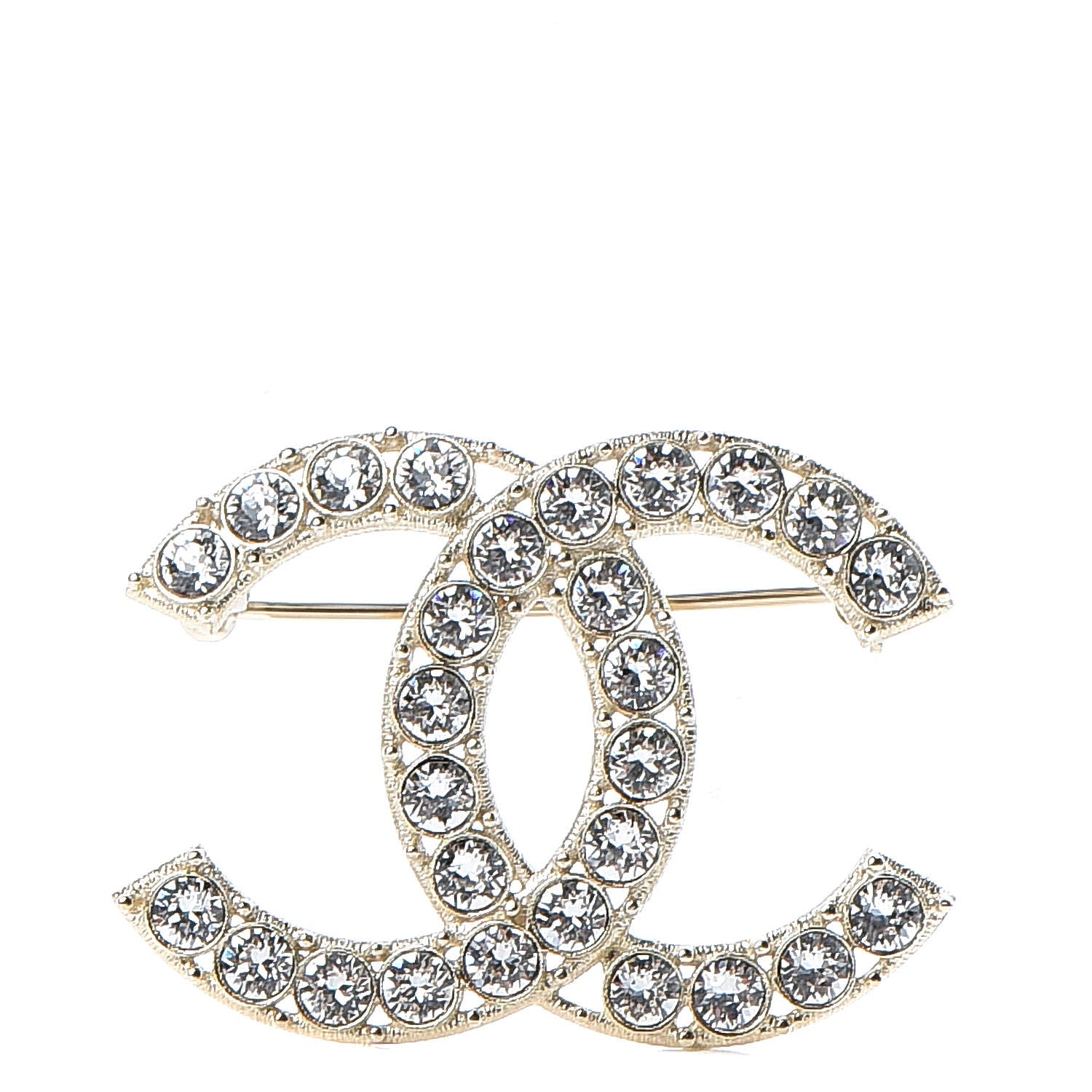 Chanel Crystal CC Brooch Light Gold 1 of 5