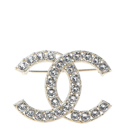 Chanel Crystal CC Brooch Light Gold 1 of 5