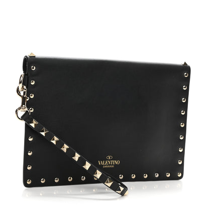 Valentino Garavani Vitello Medium Rockstud Envelope Flat Wristlet Pouch Black 3 of 6