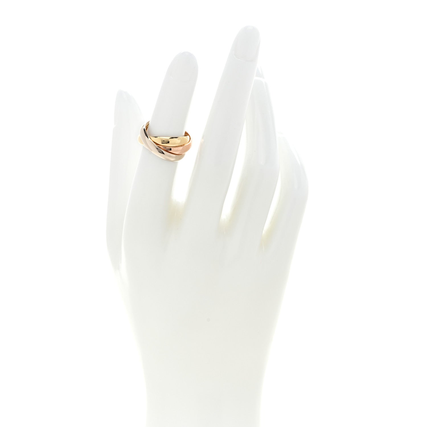 Cartier 18K Pink Yellow White Gold Classic Les Must De Cartier Trinity Ring 50 5.25 2 of 4