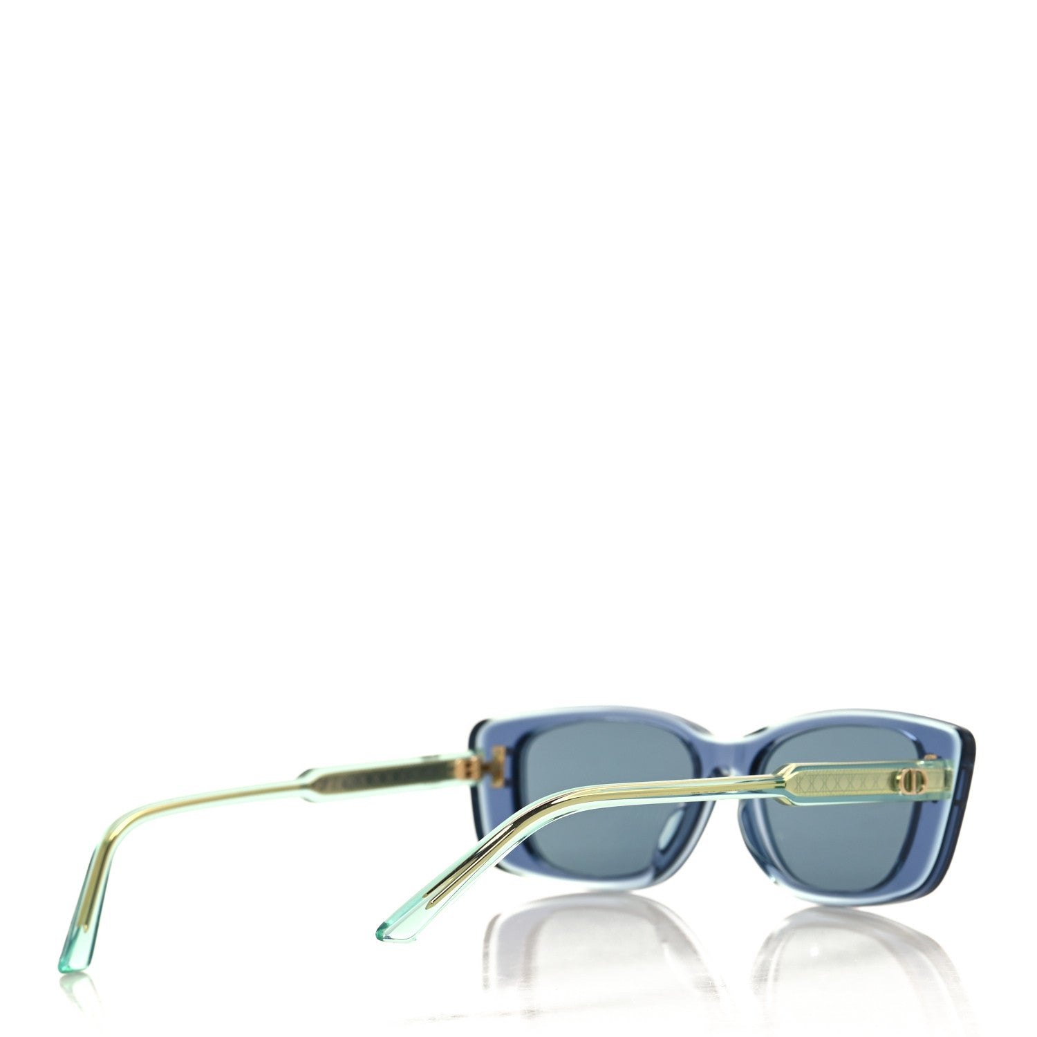 Christian Dior Acetate Cannage DiorHighlight S21F Square Sunglasses Transparent Blue Green 4 of 7