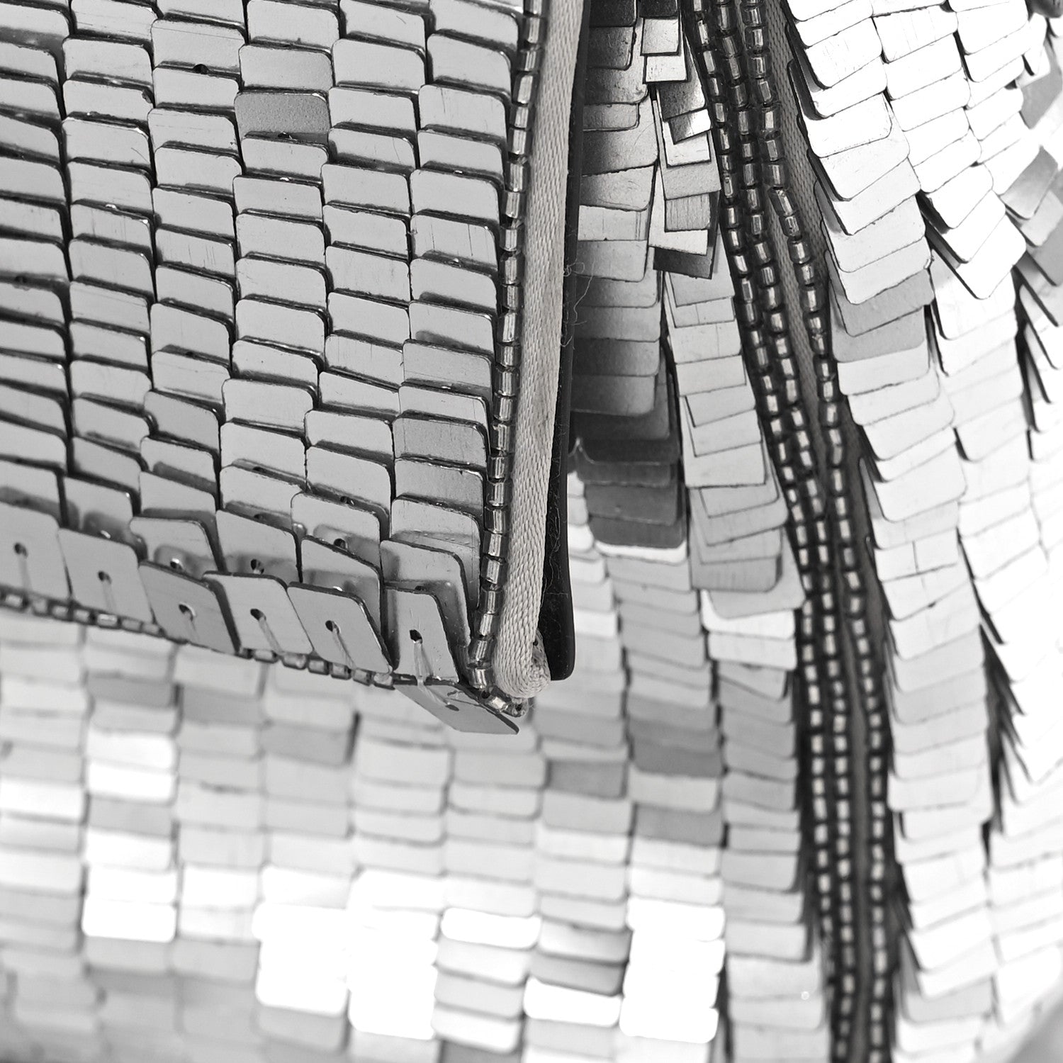 Fendi Sequin Paillettes Capretto Lucido Baguette Argento Moro 9 of 9