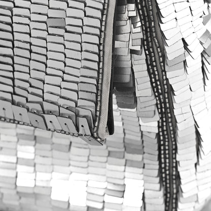 Fendi Sequin Paillettes Capretto Lucido Baguette Argento Moro 9 of 9