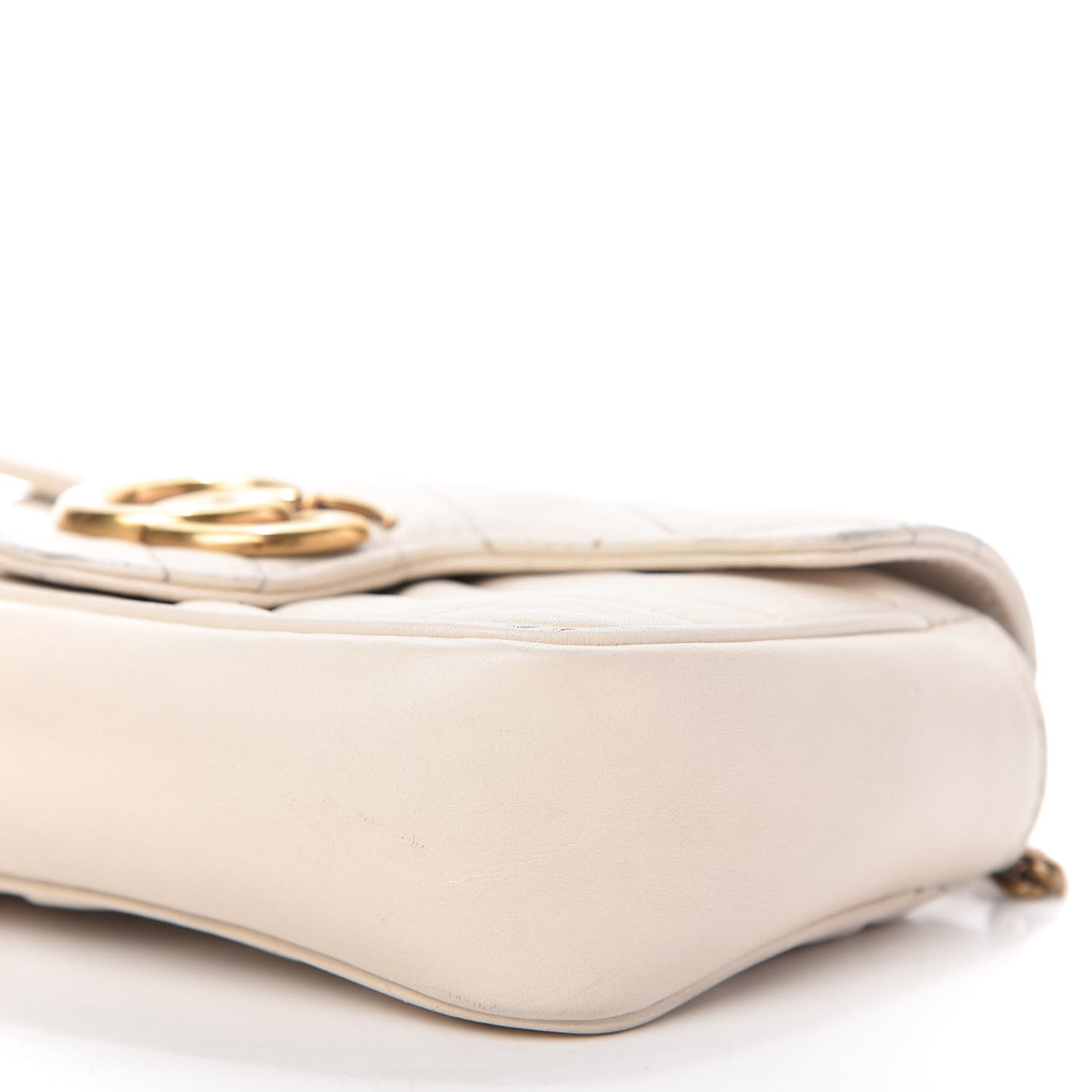 Calfskin Matelasse Super Mini GG Marmont Shoulder Bag White