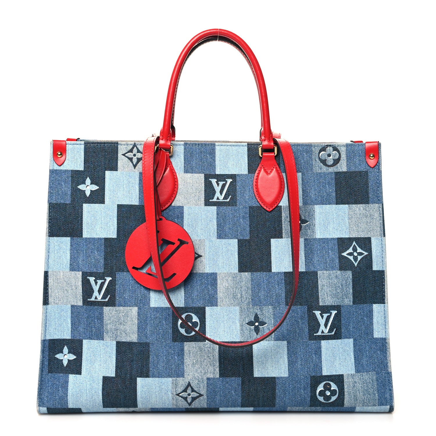 Louis Vuitton Denim Damier Monogram Onthego Blue Rouge 1 of 14