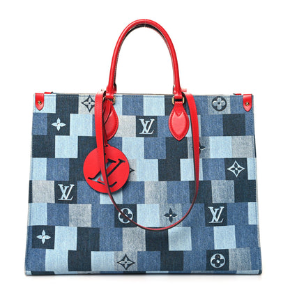 Louis Vuitton Denim Damier Monogram Onthego Blue Rouge 1 of 14