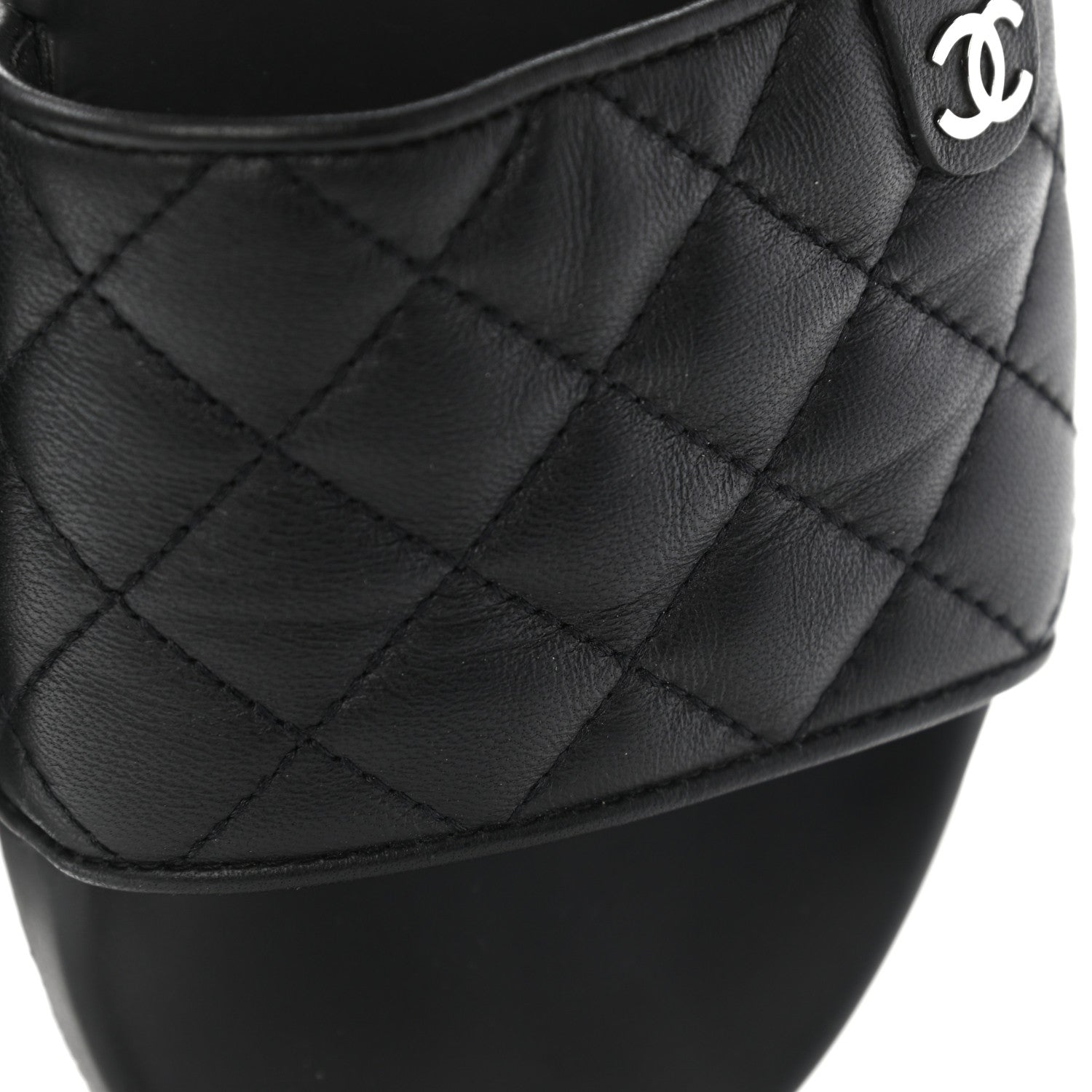 Chanel Lambskin Quilted CC Mules Sandals 38 Black 11 of 12