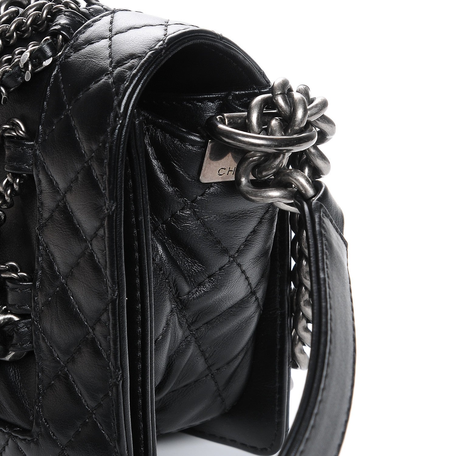 Chanel Calfskin Enchained Medium Boy Flap Black 8 of 10