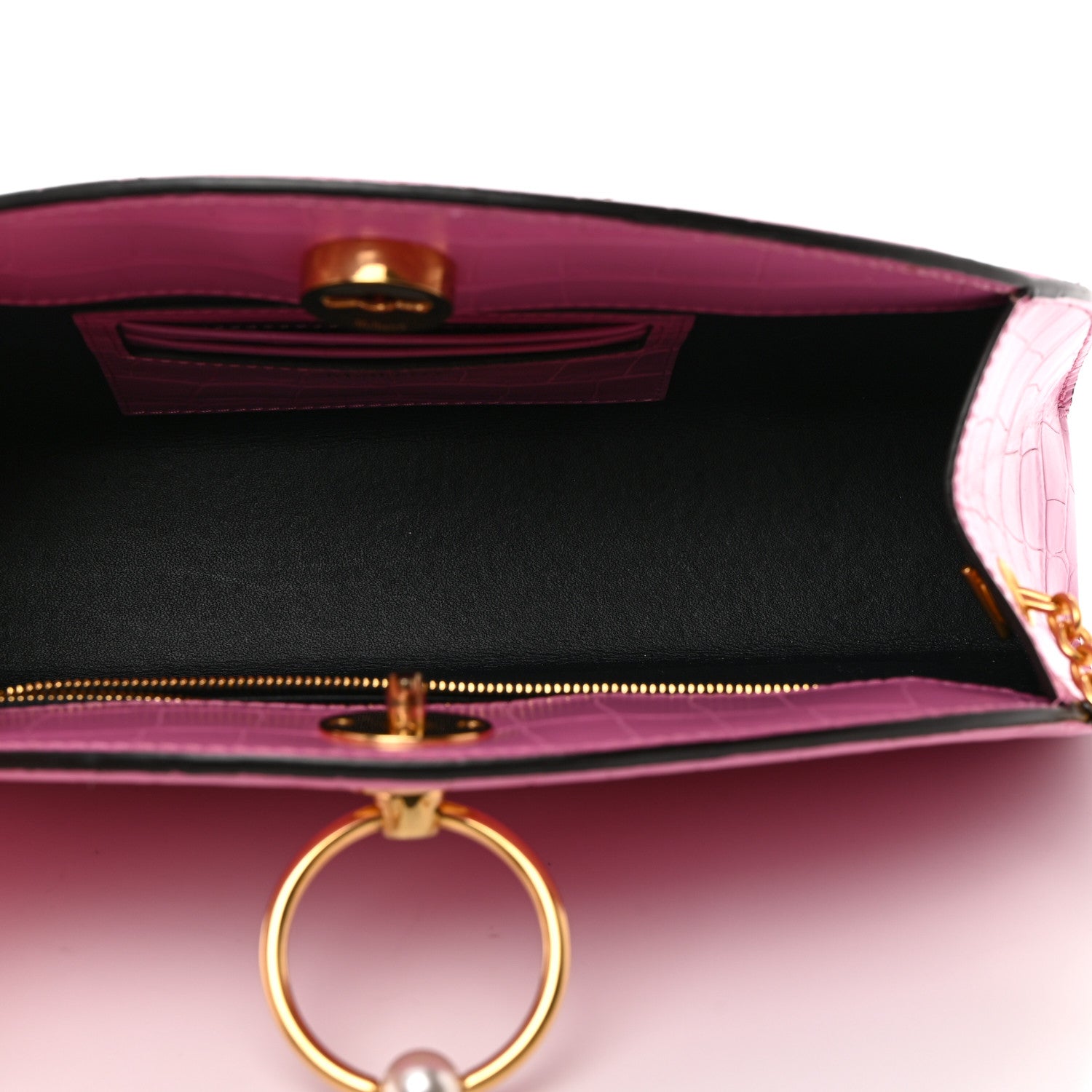 Mulberry Crocodile Embossed Calfskin Crescent Clutch Slate 5 of 9