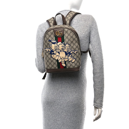 Gucci X DISNEY GG Supreme Monogram Web Three Little Pigs Ophidia Dome Backpack Beige New Acero 2 of 10