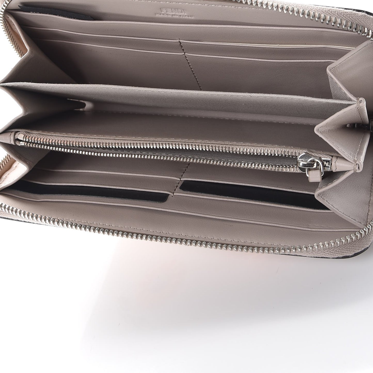 Vitello Century Lucido Hypnoteyes Studded Zip Around Wallet Grigio Polvere Arancio Multicolor