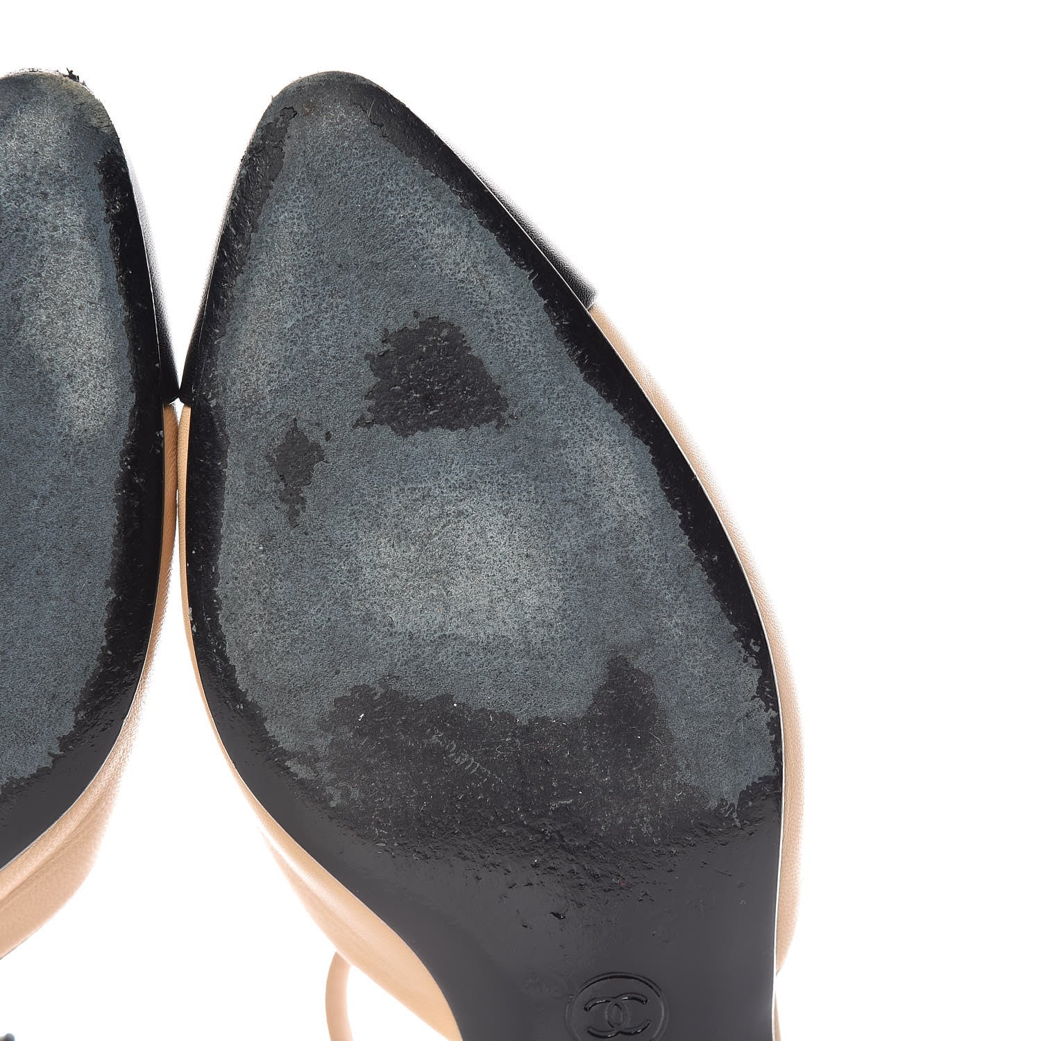 Chanel Lambskin Cap Toe CC Flats 38 Beige Black 12 of 16