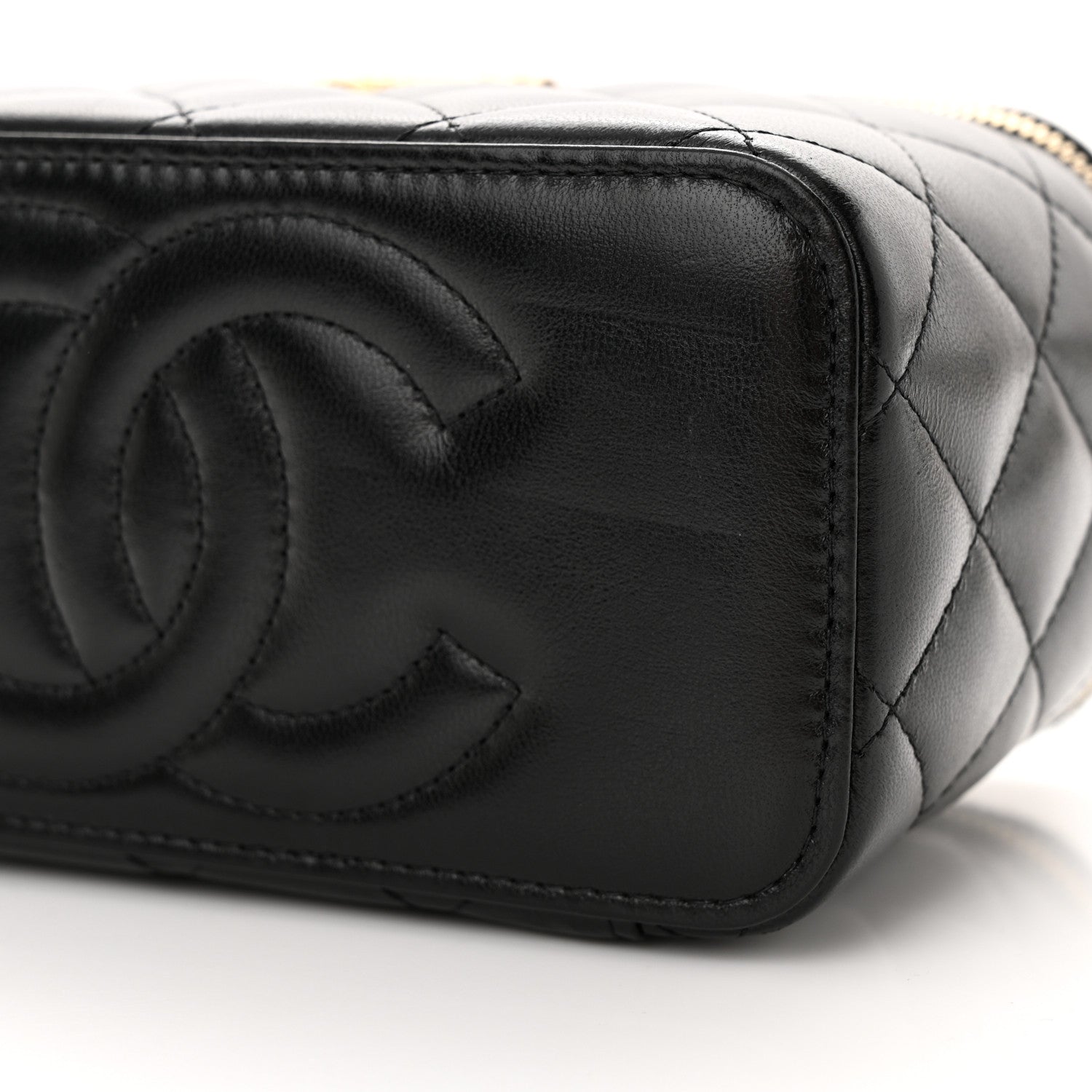 Chanel Lambskin Quilted Small CC Dynasty Vanity Case With Chain Black 10 of 13