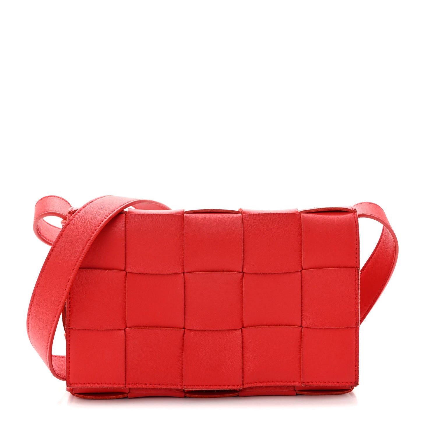 Lambskin Maxi Intrecciato Small Cassette Crossbody Bag Redstone