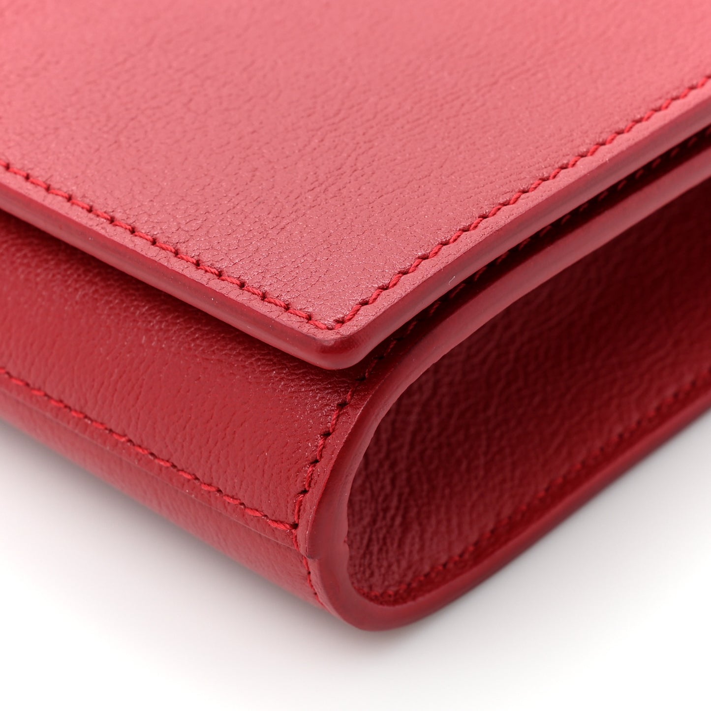 SAINT LAURENT Calfskin Monogram Large Belle De Jour Clutch Red