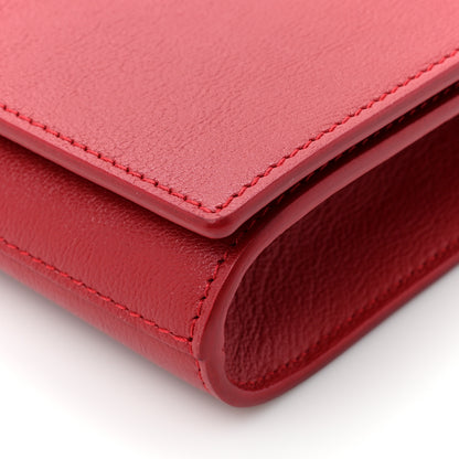 Saint Laurent SAINT LAURENT Calfskin Monogram Large Belle De Jour Clutch Red 11 of 12