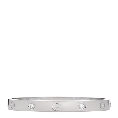 Cartier 18K White Gold 4 Diamond LOVE Bracelet 16 1 of 9