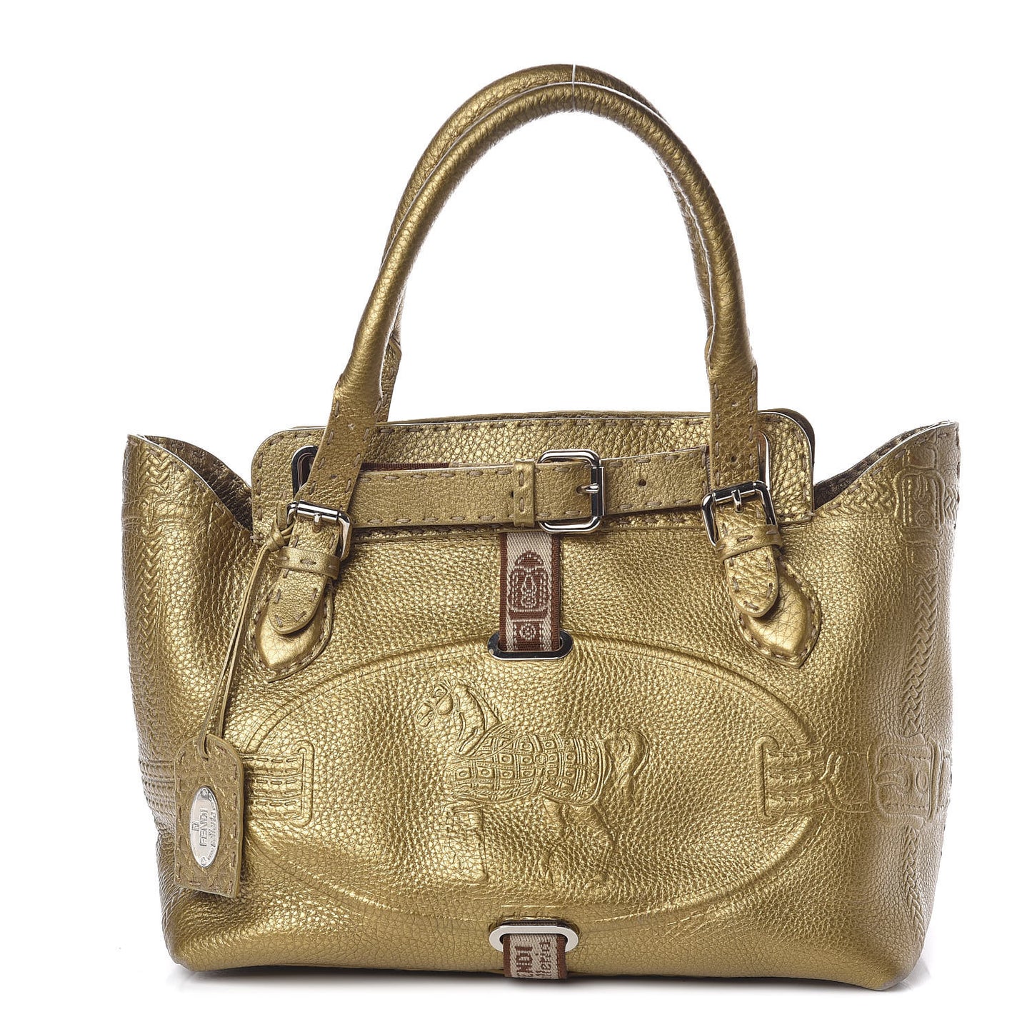 Calfskin Romano Selleria Small Villa Borghese Tote Gold