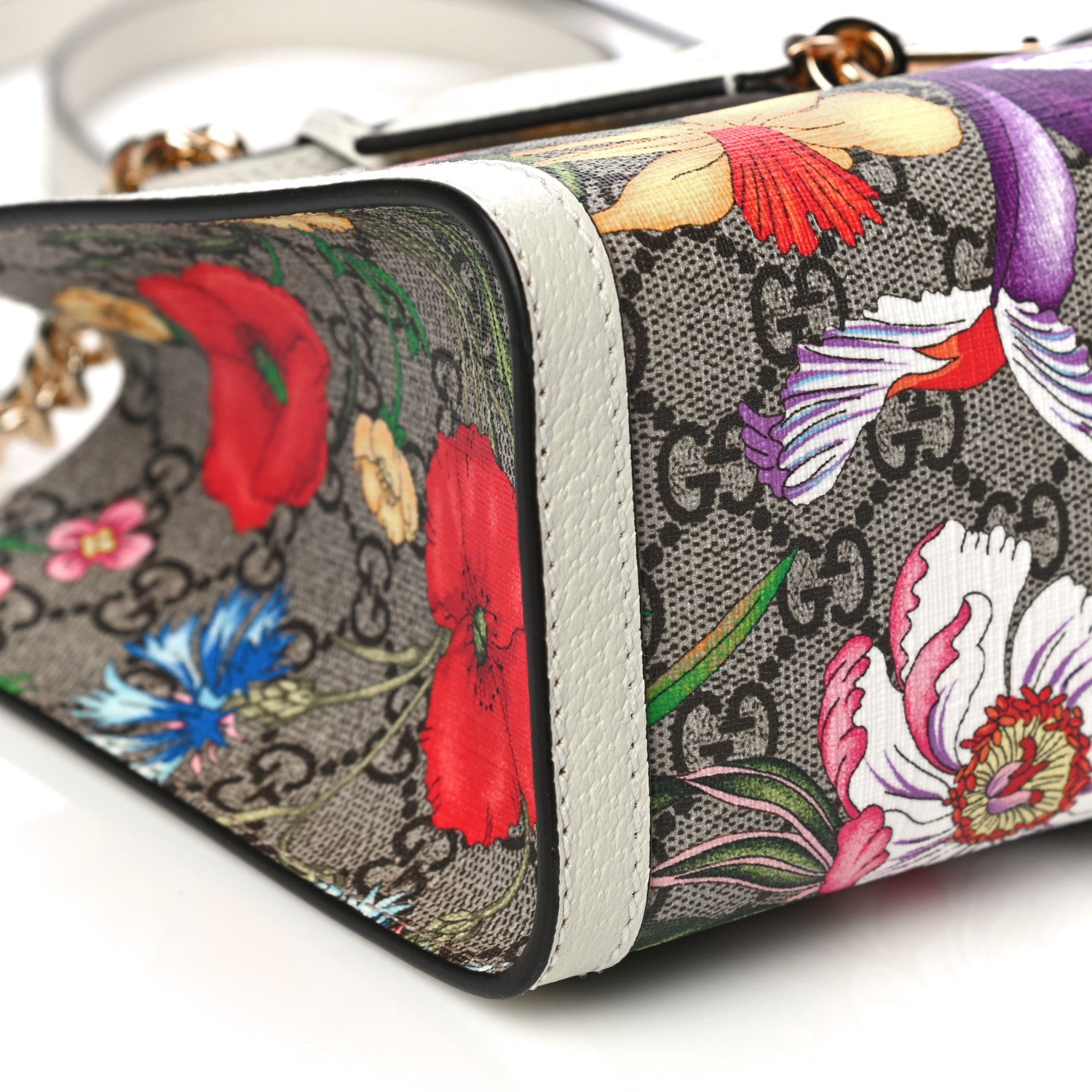 Gucci GG Supreme Monogram Flora Textured Calfskin Small Padlock Tote Beige Ebony Multicolor Mystic White 10 of 11