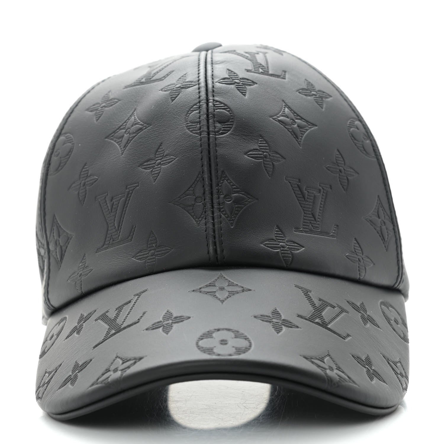 Louis Vuitton Calfskin Monogram Shadow Baseball Cap 60 Black 4 of 8