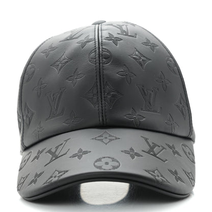 Louis Vuitton Calfskin Monogram Shadow Baseball Cap 60 Black 4 of 8