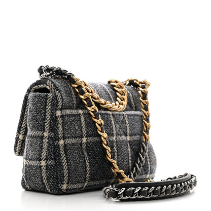 Chanel Tweed Quilted Medium Chanel 19 Flap Grey Navy 3 of 10