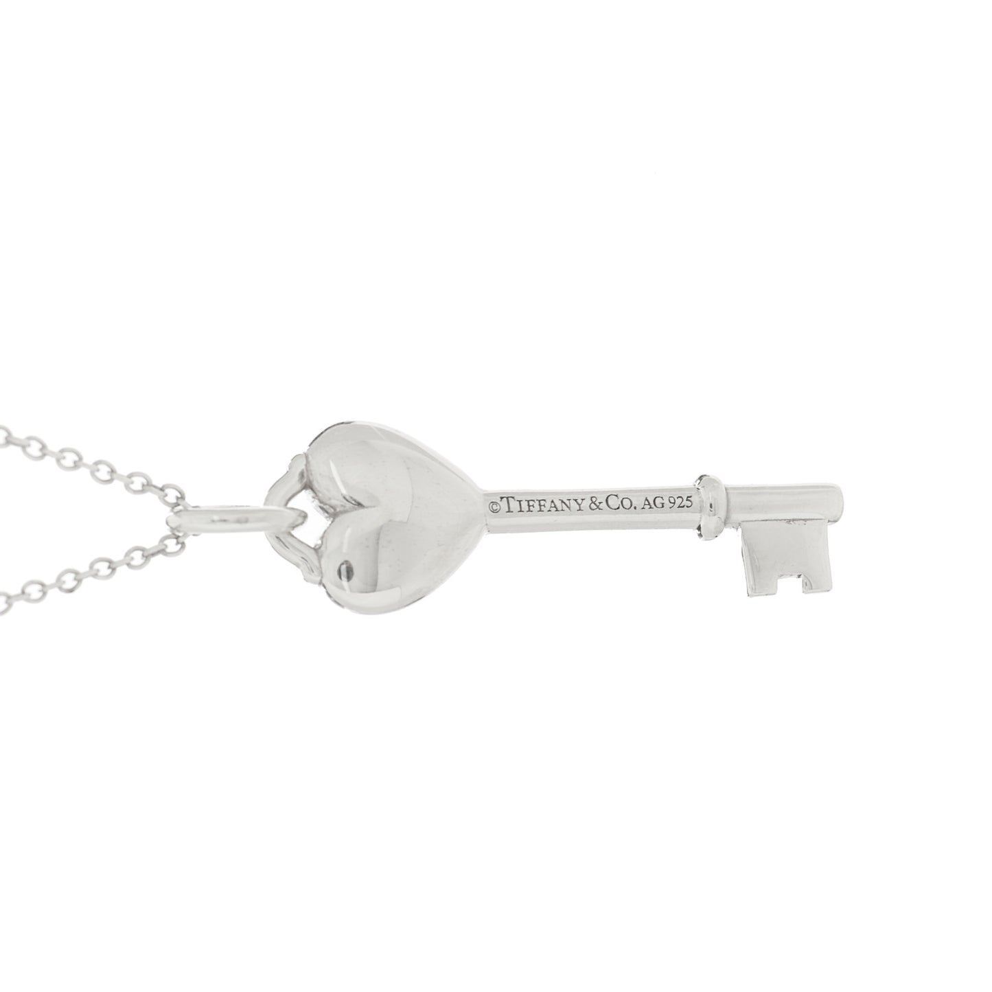 Sterling Silver Enamel Heart Key Pendant Necklace Blue