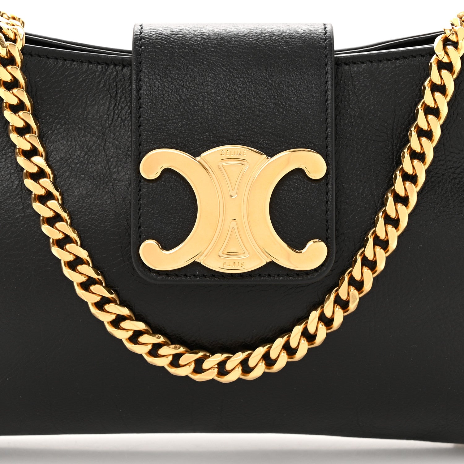 Celine Triomphe Calfskin Wiltern Clutch Black 1423171 – FASHIONPHILE