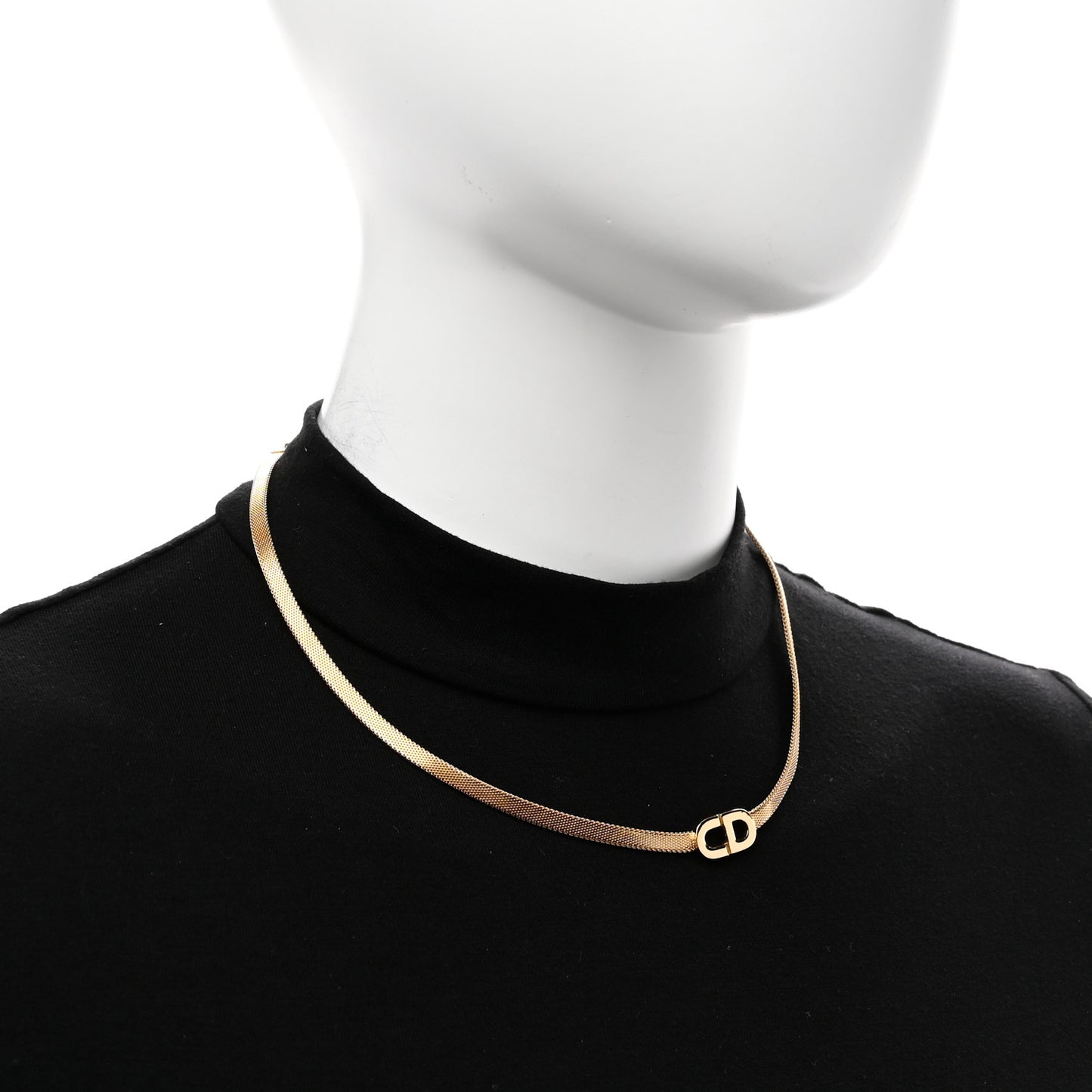 Metal Mesh CD Choker Necklace Gold