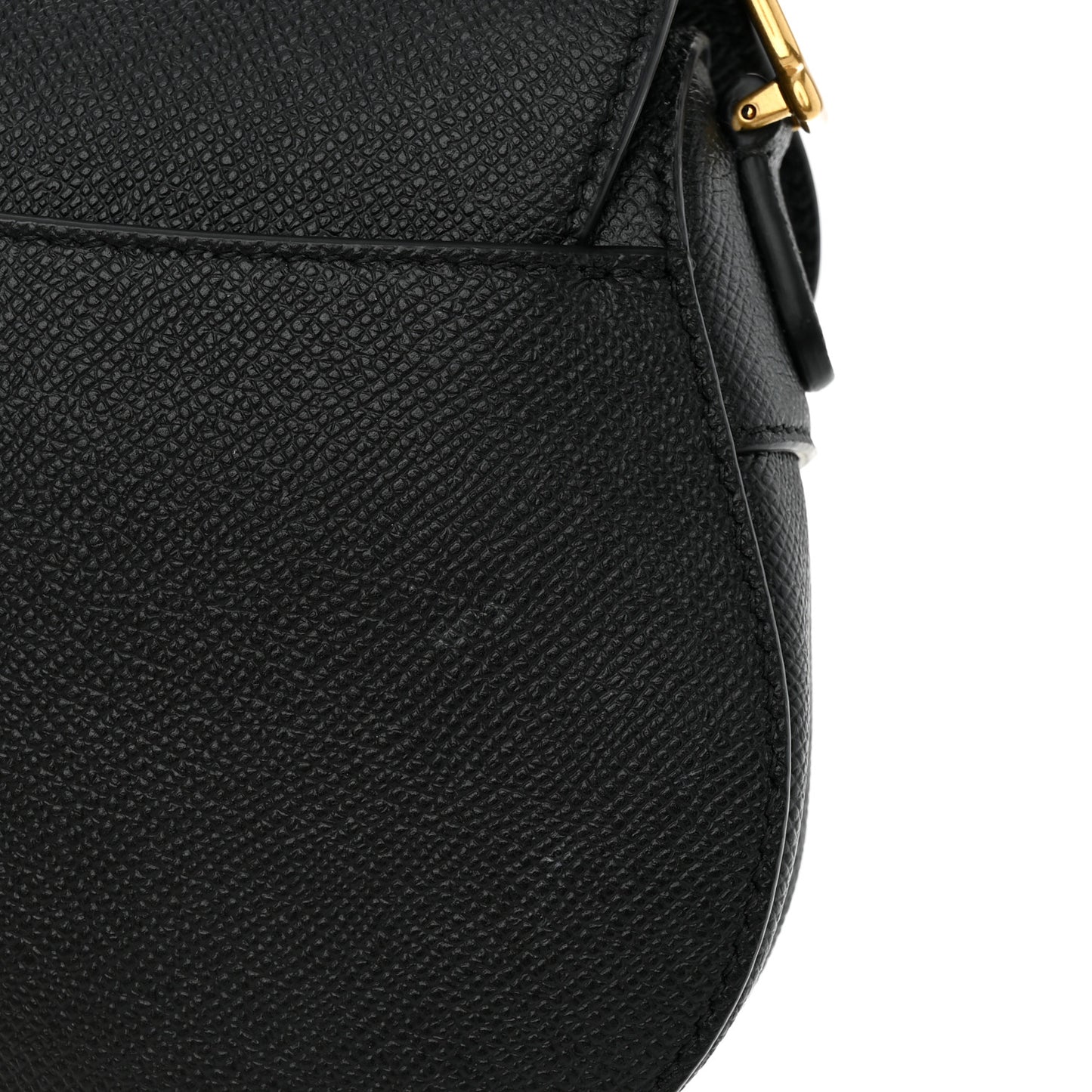 Grained Calfskin Mini Saddle Bag Black