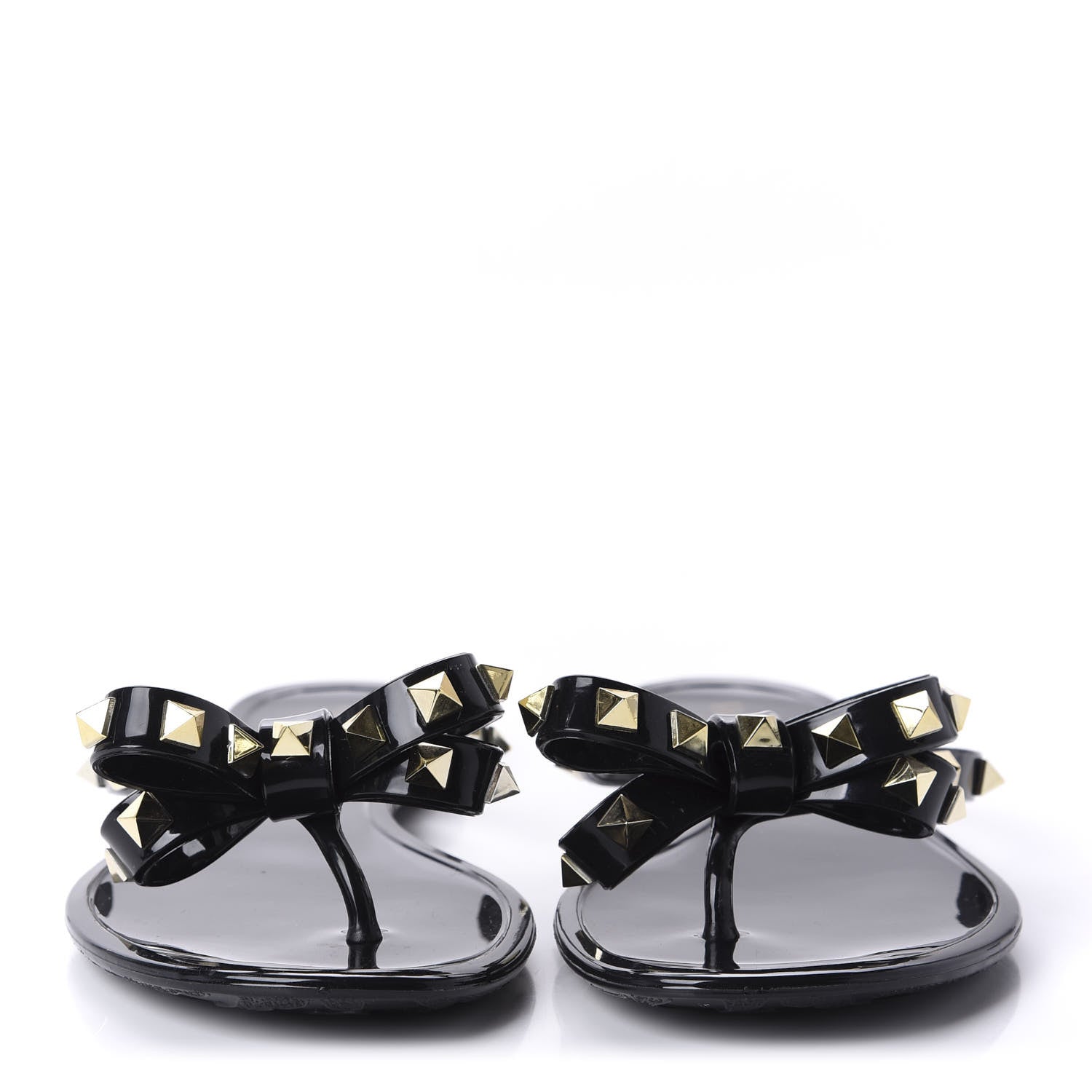 Valentino Garavani PVC Jelly Rockstud Bow Thong Sandals 36 Black 2 of 8
