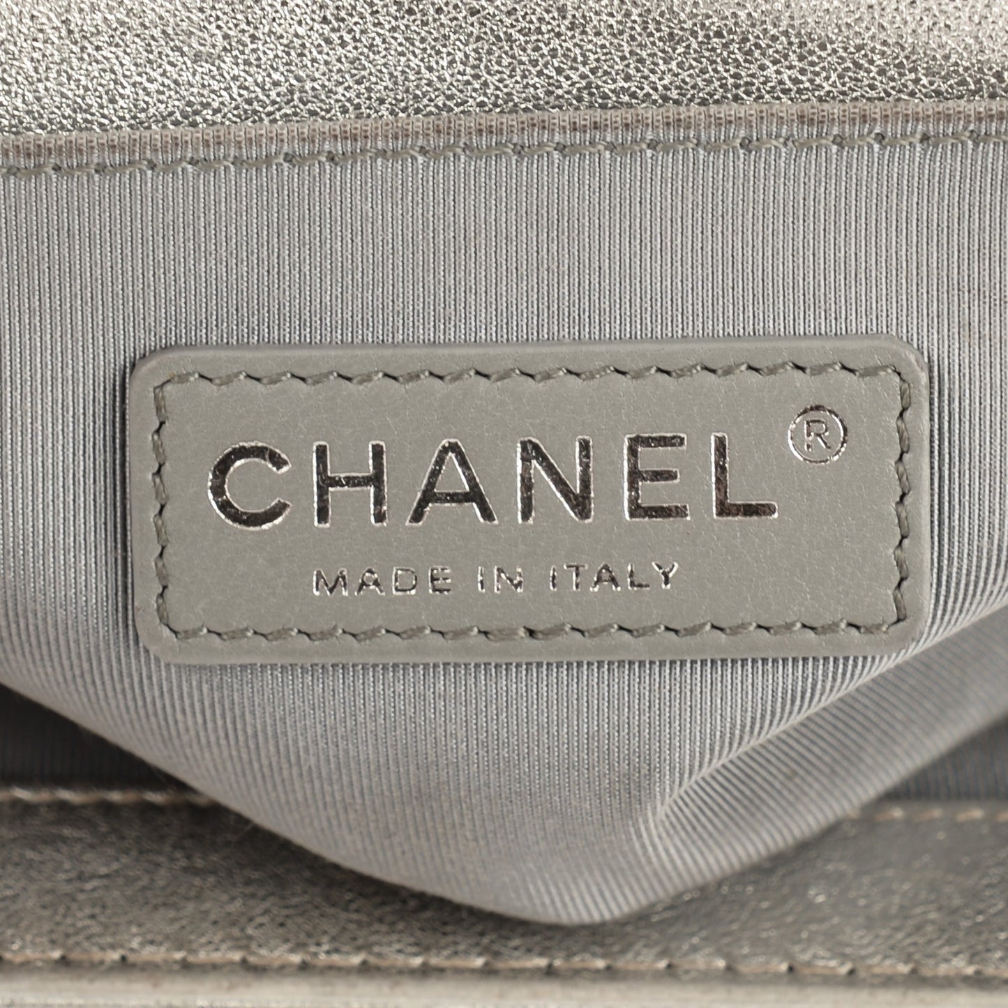 Metallic Lambskin Perforated Medium Boy Flap Silver