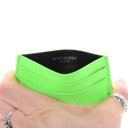 Saint Laurent Grain De Poudre Card Case Neon Bright Green 6 of 9