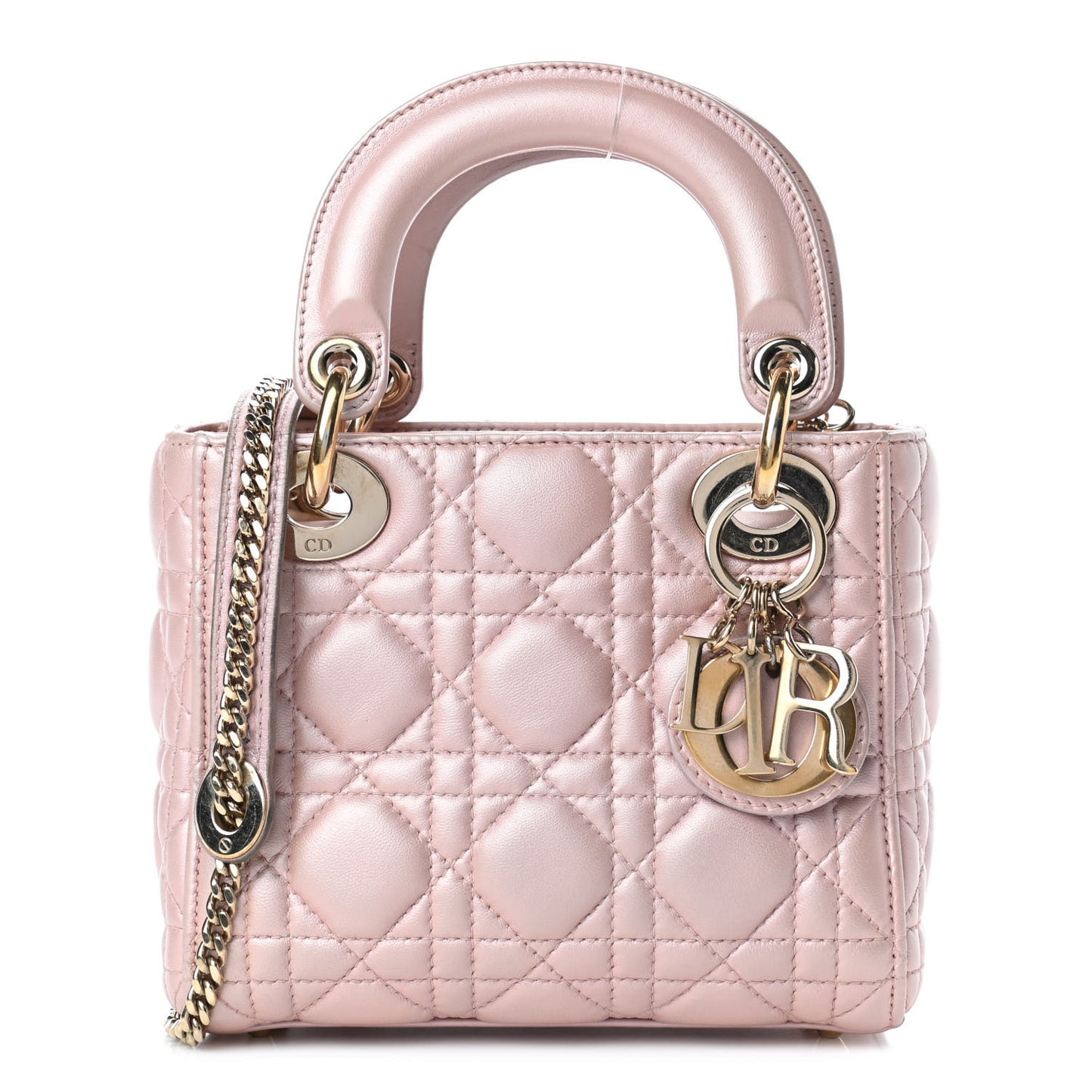 Metallic Lambskin Cannage Mini Lady Dior Lotus