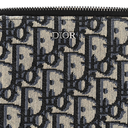 Christian Dior Oblique A4 Flat Pouch Clutch Blue 9 of 12