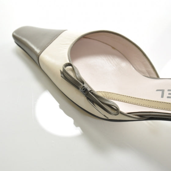 Chanel Leather Slingback Kitten Heels 36.5 1 of 1