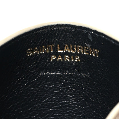 Saint Laurent Grain De Poudre Matelasse Chevron Monogram Credit Card Case Crema Soft 6 of 9
