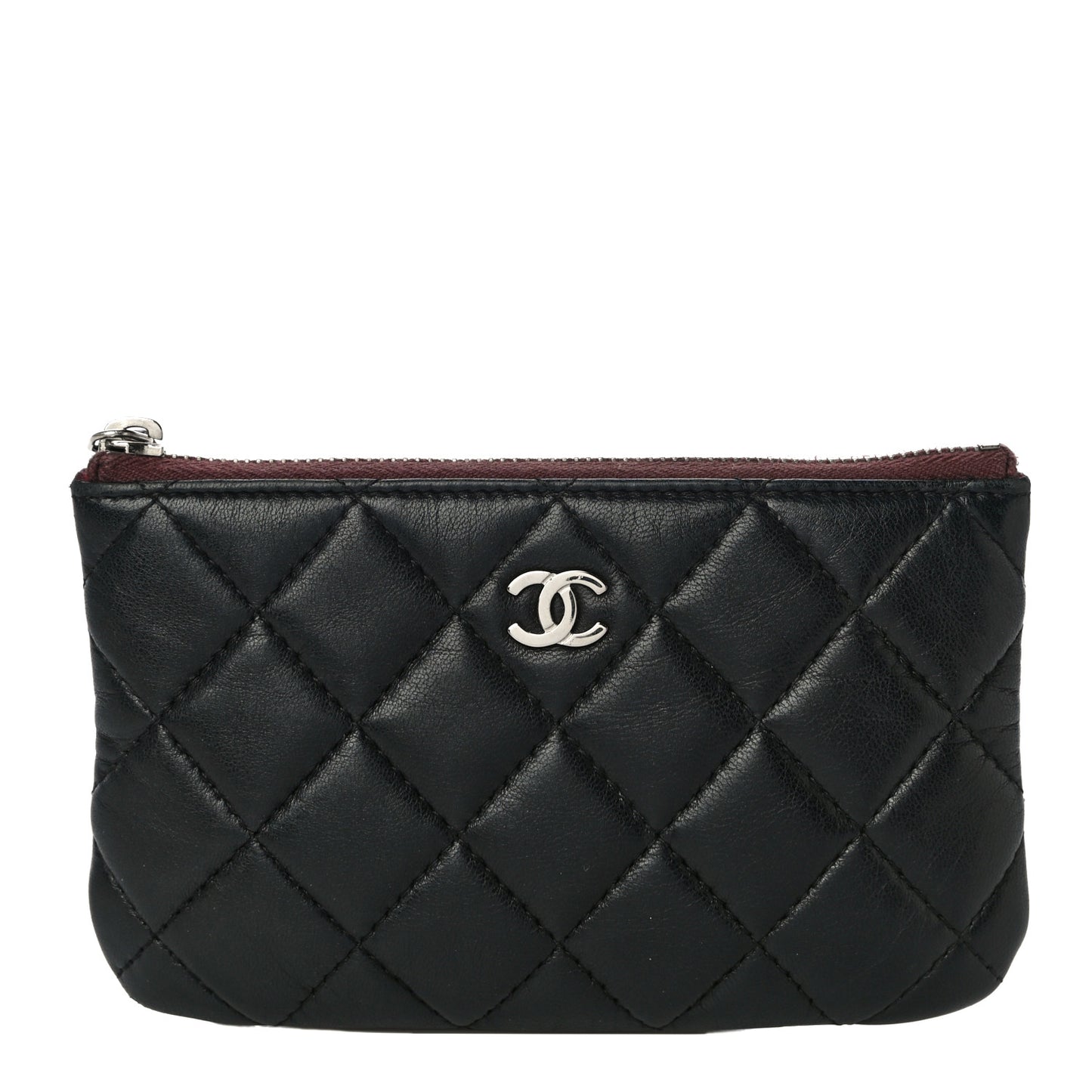Lambskin Quilted Small Cosmetic Case Black
