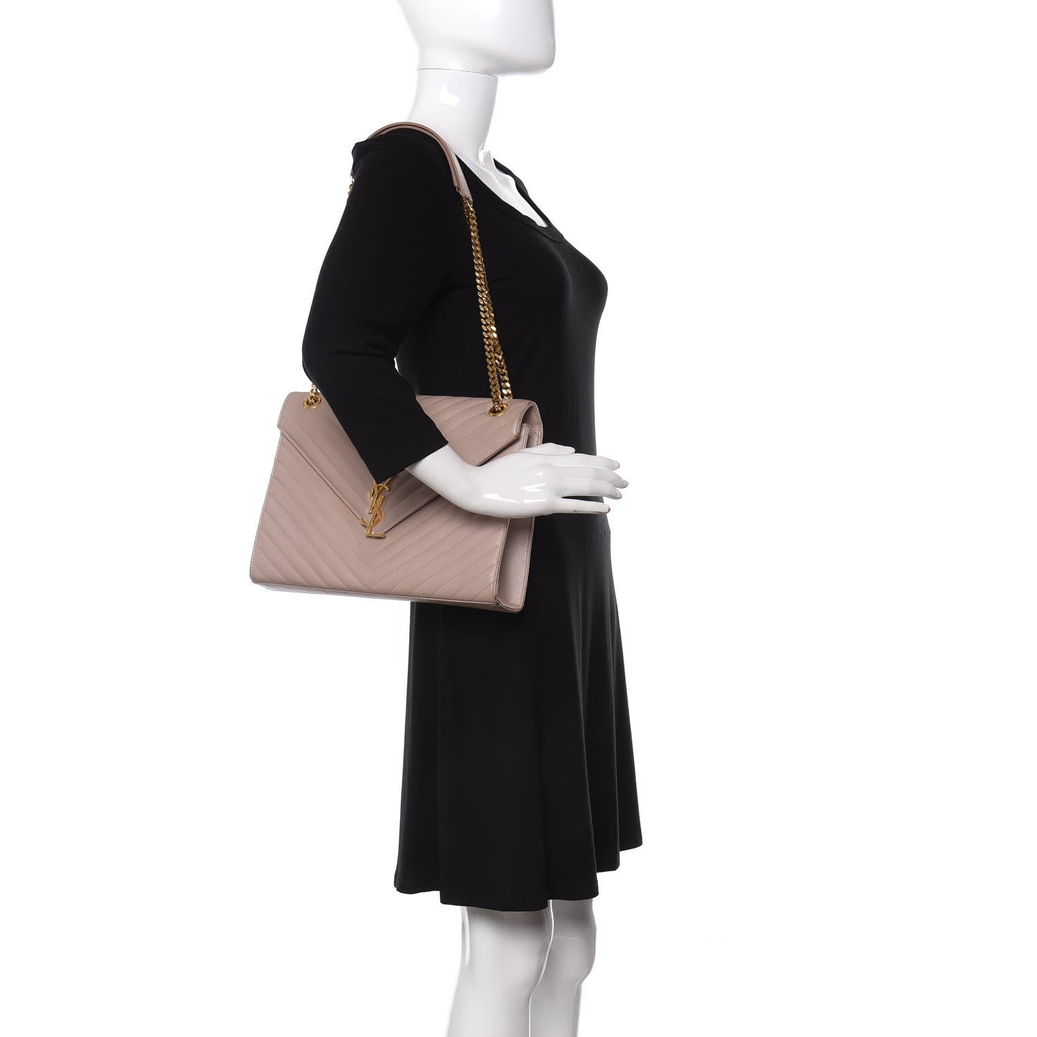 Saint Laurent Grain De Poudre Matelasse Chevron Large Monogram Satchel Rose Antic 2 of 10