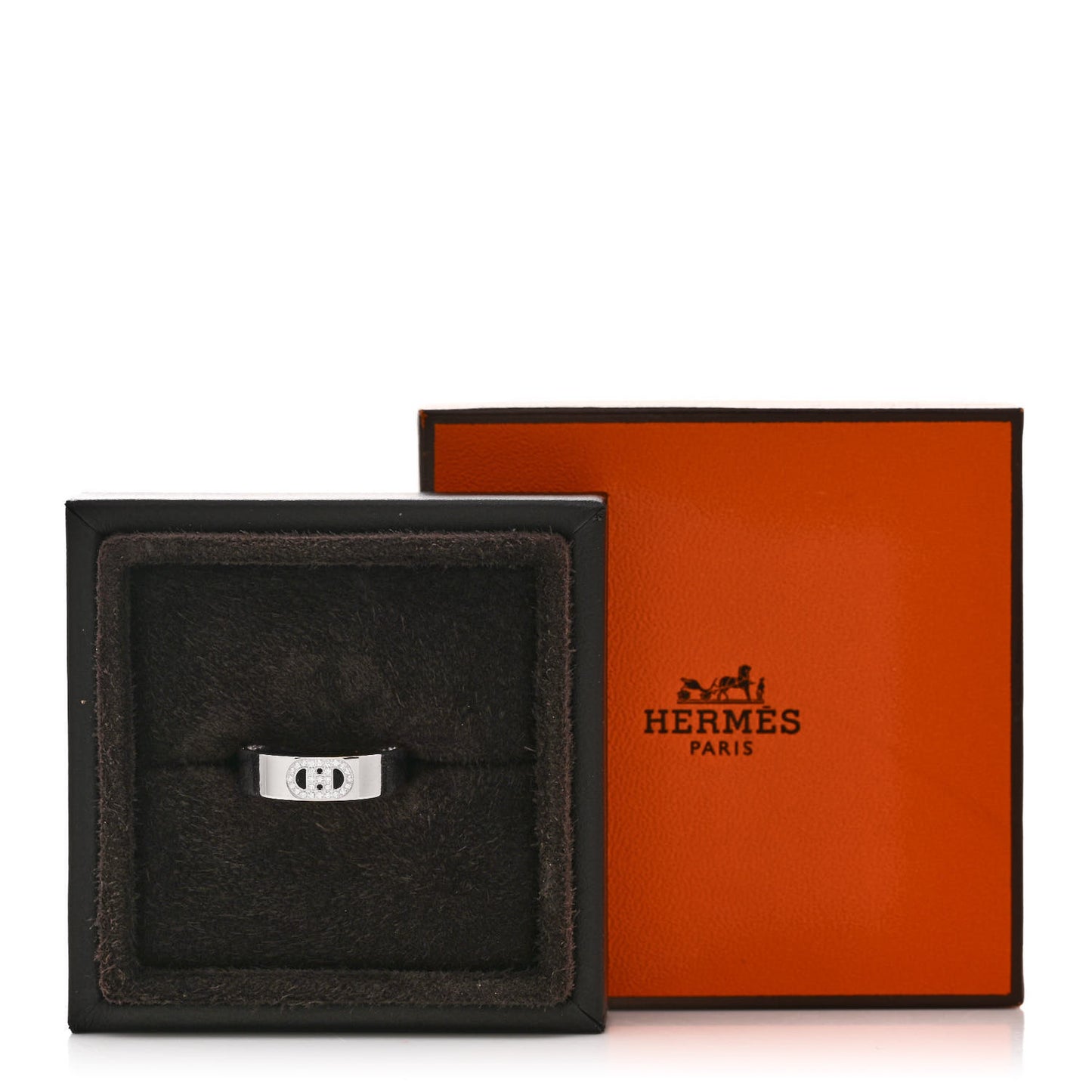 18K White Gold Diamond PM H D'Ancre Ring 50 5.25