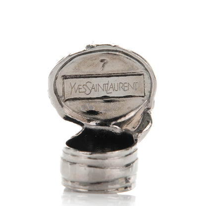 Saint Laurent Glass Cabochon Arty Ovale Ring 7 Silver Oceano 3 of 3