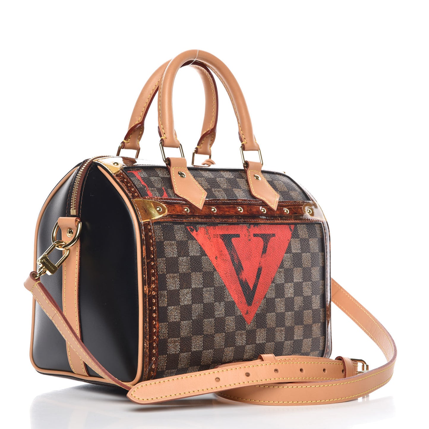 Transformed Damier Ebene Time Trunk Speedy Bandouliere 25 Black