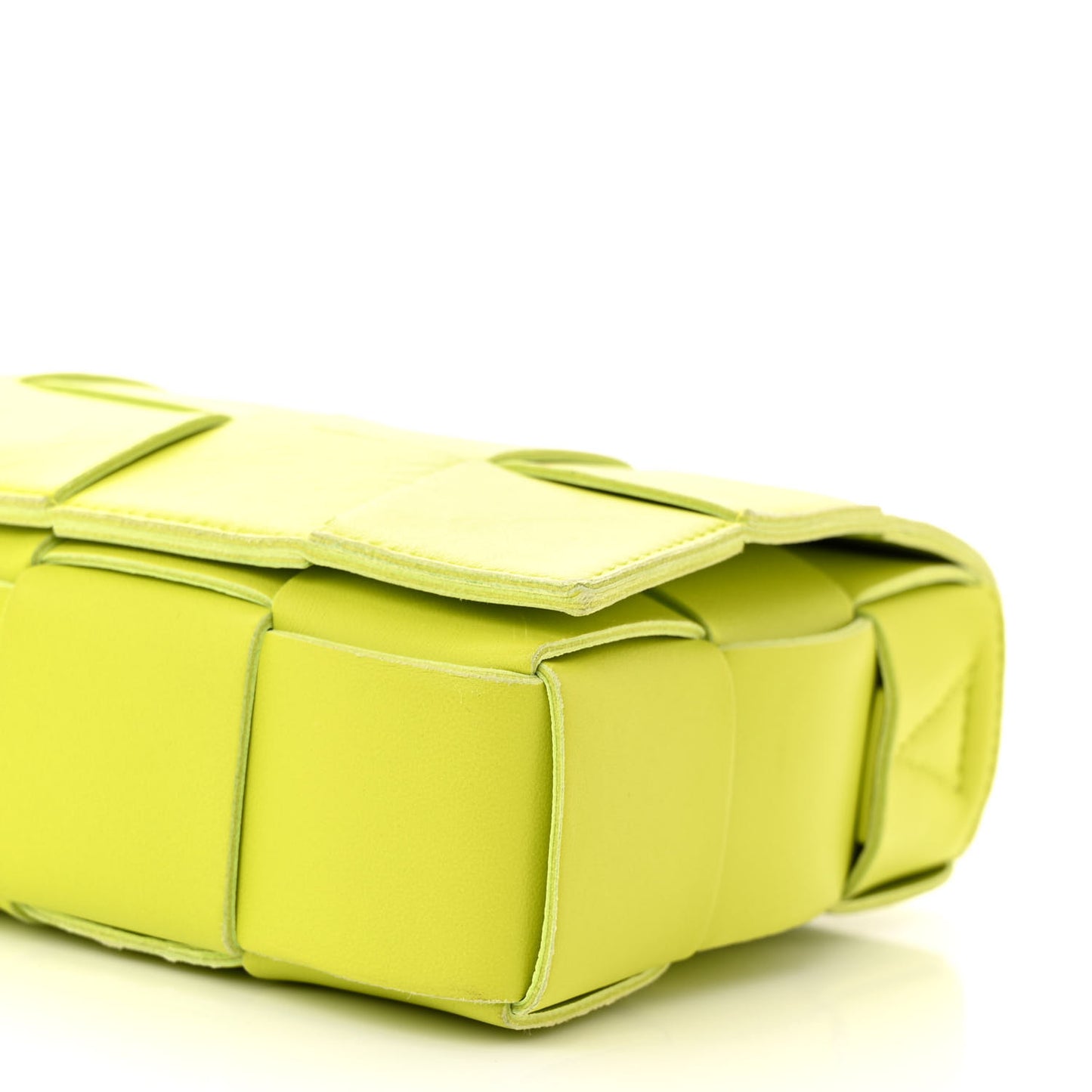 Lambskin Maxi Intrecciato Cassette Crossbody Bag Acid Kiwi