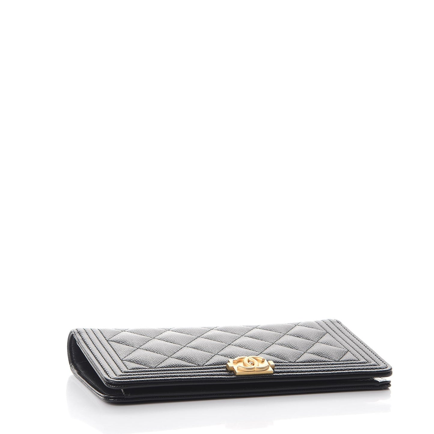 Caviar Quilted Boy Yen Wallet Black