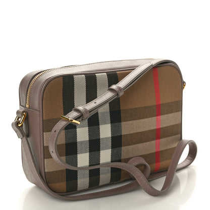 Burberry Check Calfskin Large Camera Bag Grey Mink 3 of 9