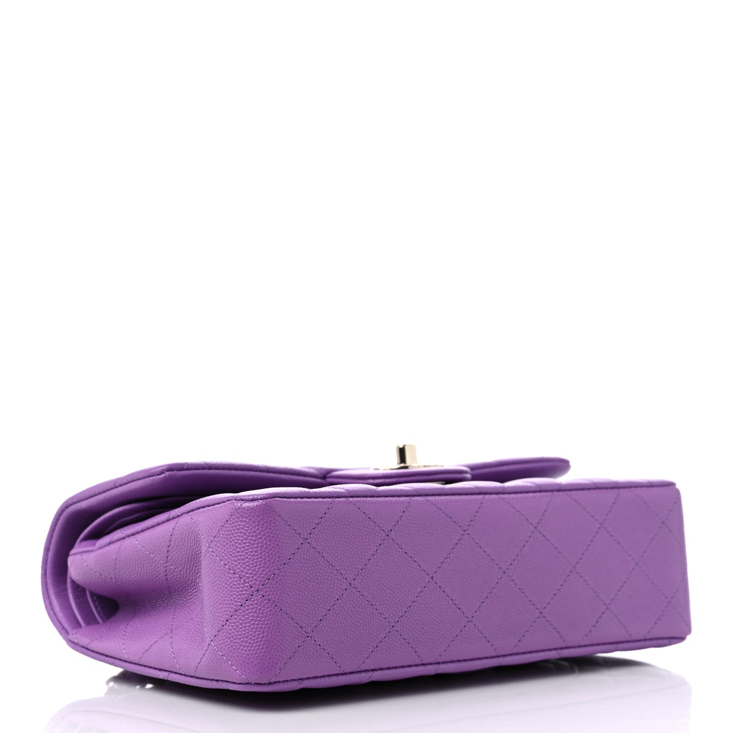 Lambskin Quilted Small Double Flap Purple