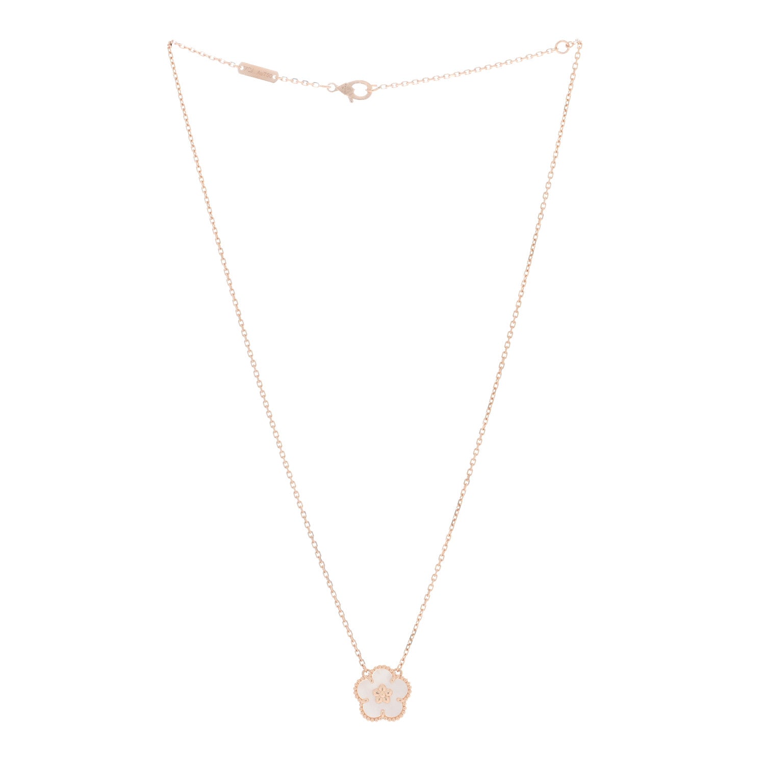 Van Cleef & Arpels 18K Rose Gold Mother Of Pearl Lucky Spring Plum Blossom Necklace 2 of 5